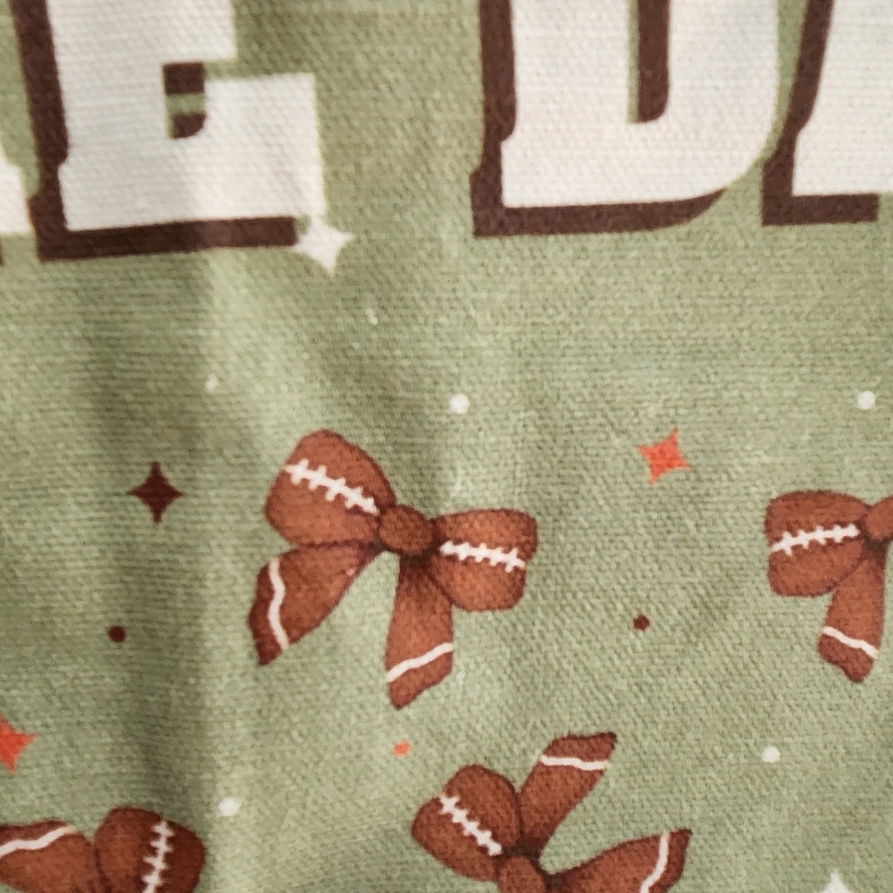 Game Day Football Bow Ribbon Light Canvas Tote Bag NWT - Picture 6 of 13